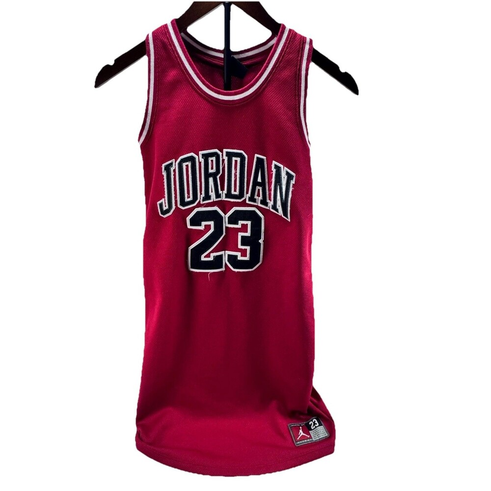 Jordan Jumpman 23 Basketball Jersey Dress Kids L 12-13 Red Mesh Sporty Chic New